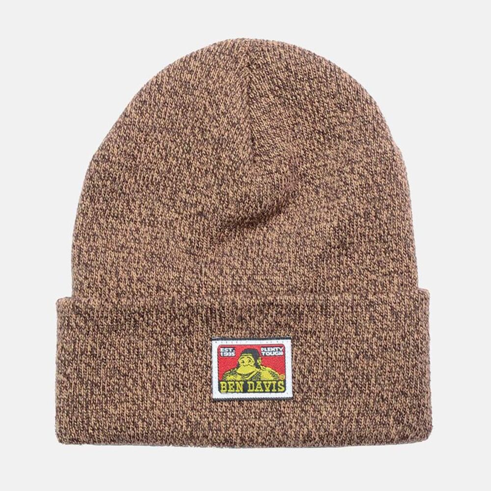 Ben Davis Unisex Beanie Acrylic Cuffed Double Layered Knit Hat Cap Marled Brown